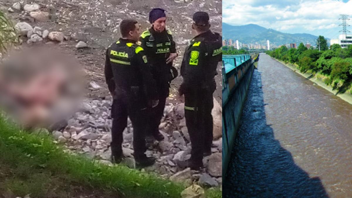 Rescate del cuerpo humano que flotaba en el río Medellín