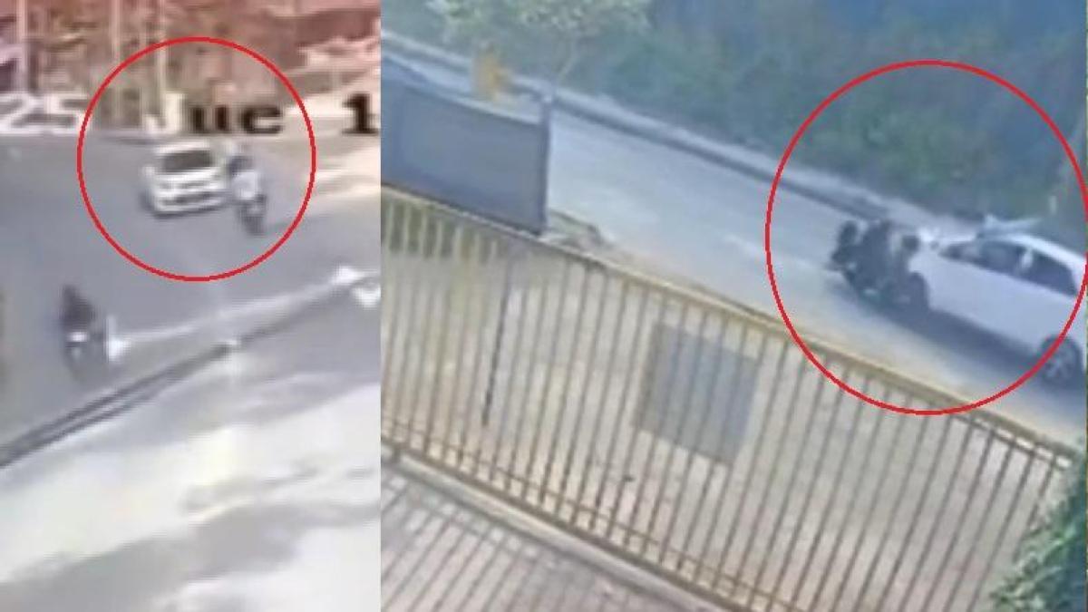 El motociclista voló al ser atropellado por un auto que invadió Lane