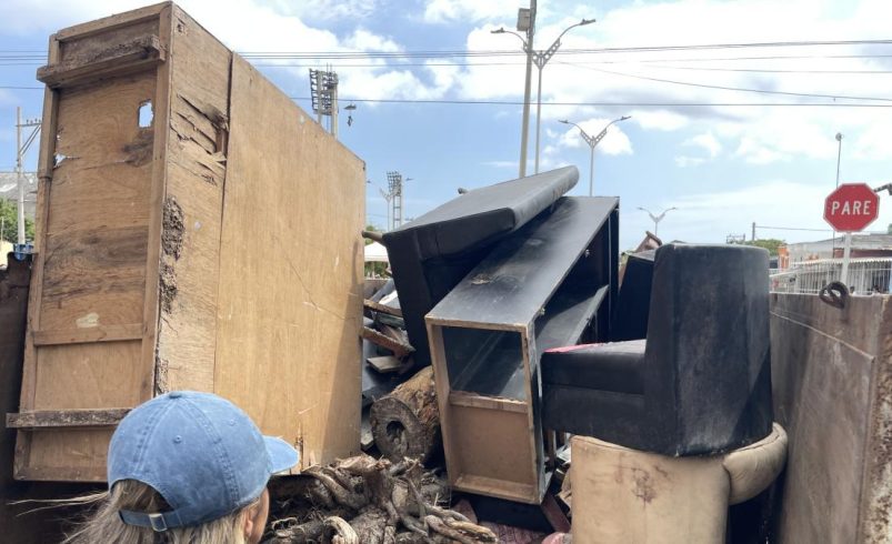 muebles, refrigeradores y colchones entre desechos