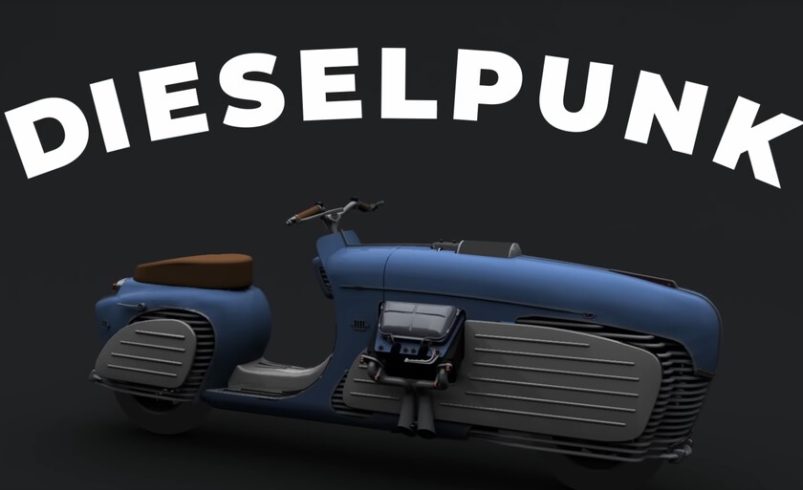 Esta motocicleta parece una Vespa, el motor ruge como un tractor y el cambio es de una motocicleta de nieve. Es ruso, por supuesto

 – Tinta clara