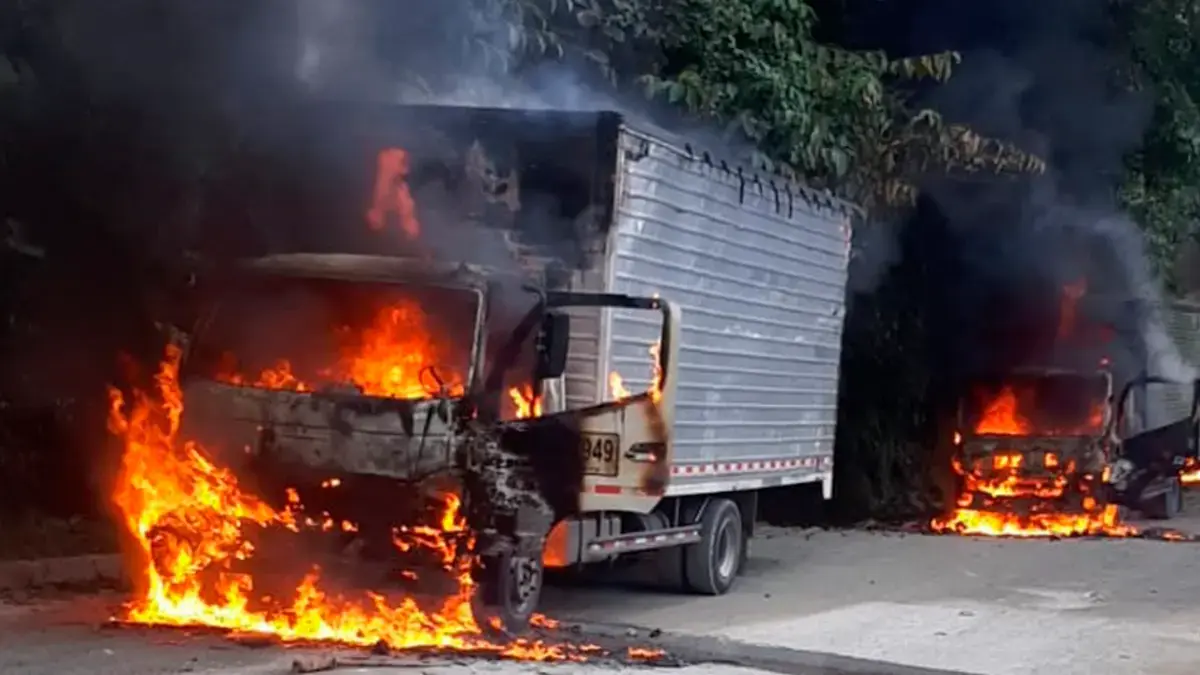 Los hombres armados queman varios vehículos de carga en la carretera Quibdó-Pereira

 – Tinta clara