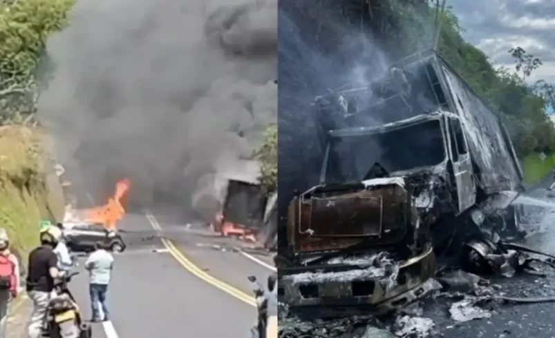 El conductor de un automóvil murió calcinado después de un fuerte choque contra un camión en la carretera que conecta a Pereira con Quindi y el Valle del Cauca

 – Tinta clara