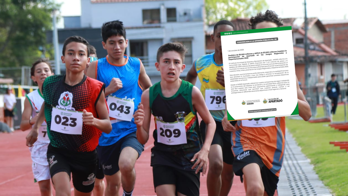 Para la malversación de fondos y el déficit presupuestario de $ 7,000 millones, 400 jóvenes de Apartadó (Antioquia) no participarían en los Juegos departamentales de 2025

 – Tinta clara