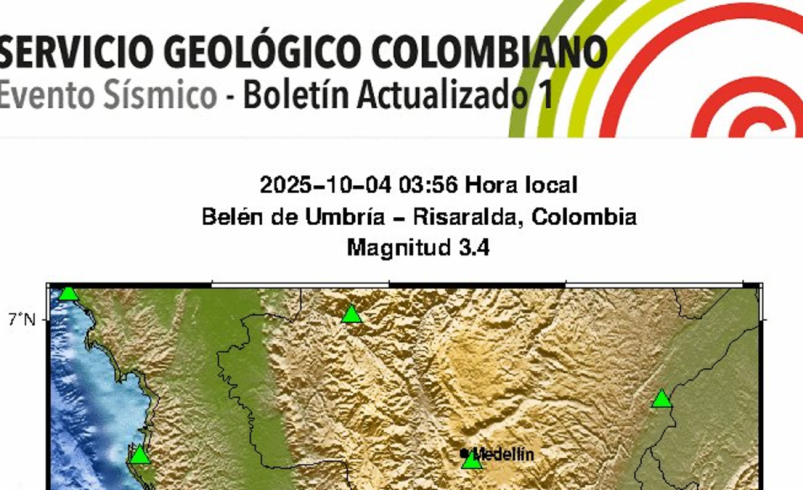 Tremor en Colombia hoy 4 de octubre | El servicio geológico colombiano reportó terremoto mayor de 3 puntos: epicentro y más detalles

 – Tinta clara