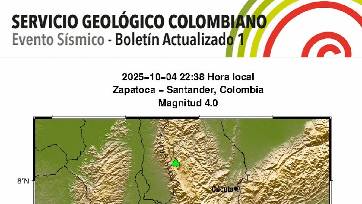 Fuerte temblor en Colombia hoy 4 de octubre | El Servicio Geológico Colombiano informó Magnitud 4: Epicentro y más detalles

 – Tinta clara