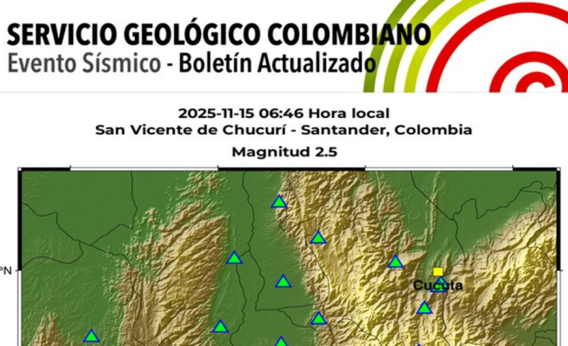Temblor hoy en Colombia | Servicio Geológico Colombiano reportó sismo este 15 de noviembre: aquí los detalles

 – Tinta clara