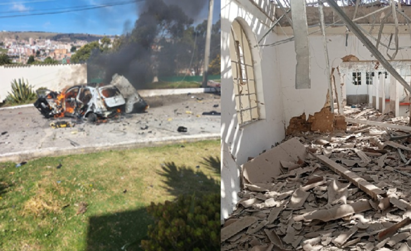 un coche y alojamiento destruidos

 – Tinta clara