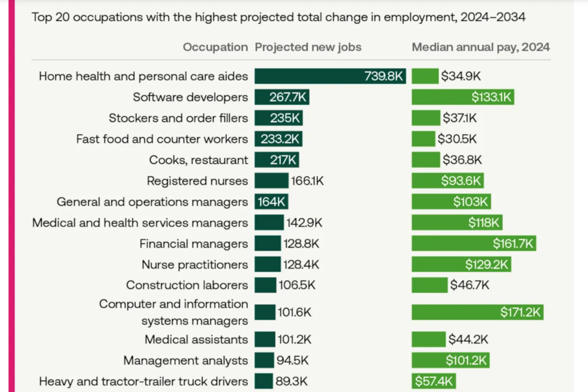 Los empleos que más crecerán en la próxima década, en un revelador gráfico sobre el futuro

 – Tinta clara