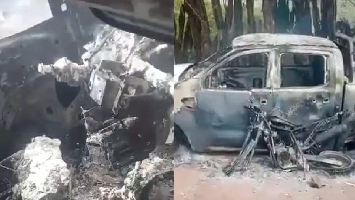 Sus vehículos fueron incinerados en medio del ataque.

 – Tinta clara