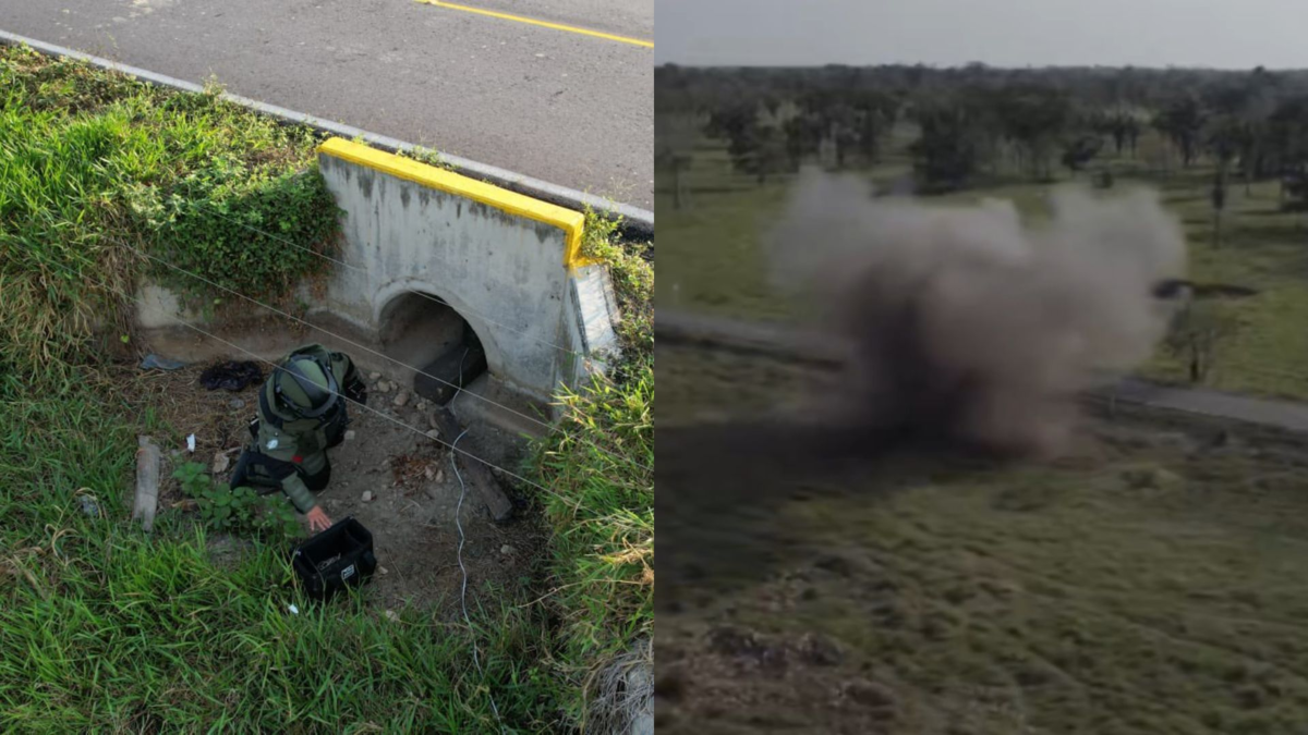 Ejército Nacional de Colombia localizó y destruyó artefacto explosivo instalado por el ELN en Arauca: estaba debajo de una carretera

 – Tinta clara